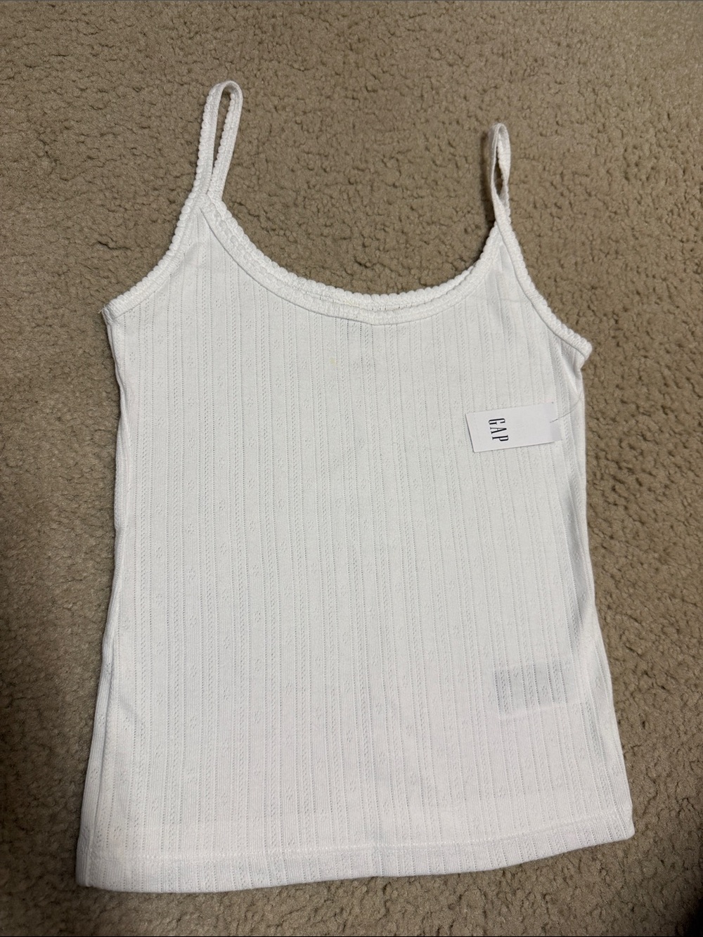 GAP White Pointelle Spaghetti Strap Cami
